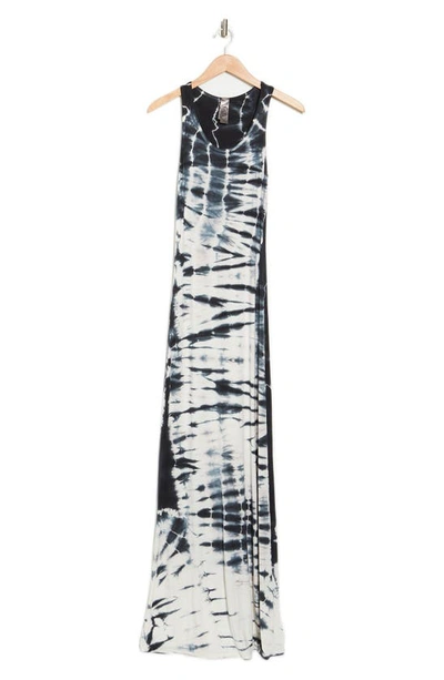 Go Couture Washed Tie Dye Maxi Dress In Black Blue Oval Circles