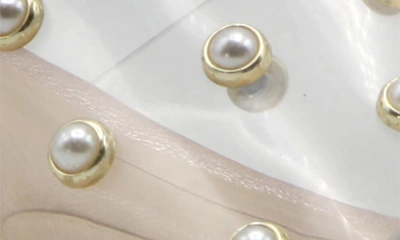Shop Adrienne Vittadini Luz Imitation Pearl Wedge Sandal In Champagne