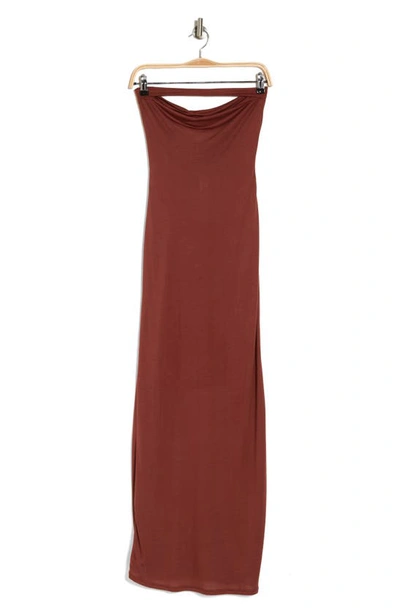 Shop Go Couture Strapless Maxi Dress In Rhubarb