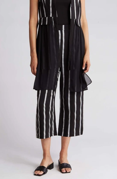 Shop Patrizia Luca Stripe Pull-on Crop Pants In Black Stripe