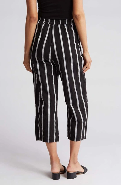 Shop Patrizia Luca Stripe Pull-on Crop Pants In Black Stripe