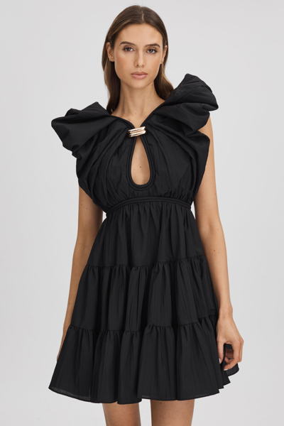 Shop Acler Tiered Midi Dress In Black