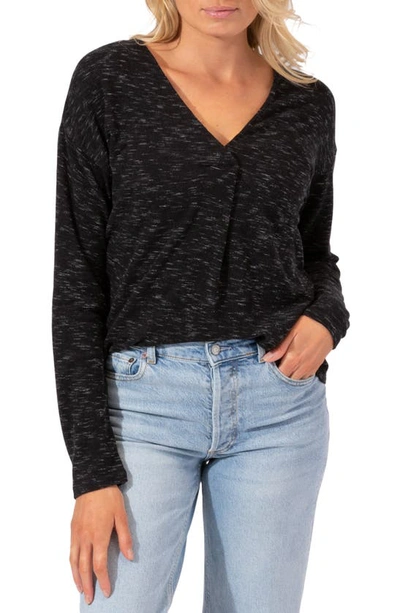 Shop Threads 4 Thought Johanna Long Sleeve V-neck Overlap Shirt In Black