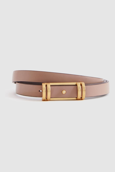 Shop Reiss Lara - Nude Thin Leather Belt, M