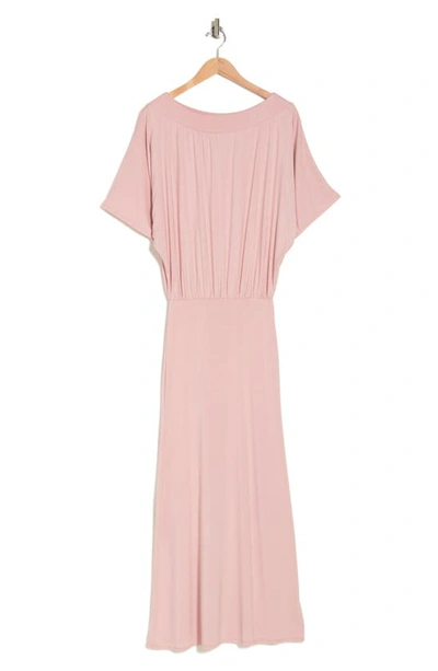 Shop Go Couture Blouson Elbow Sleeve Maxi Dress In Mauve Cupro