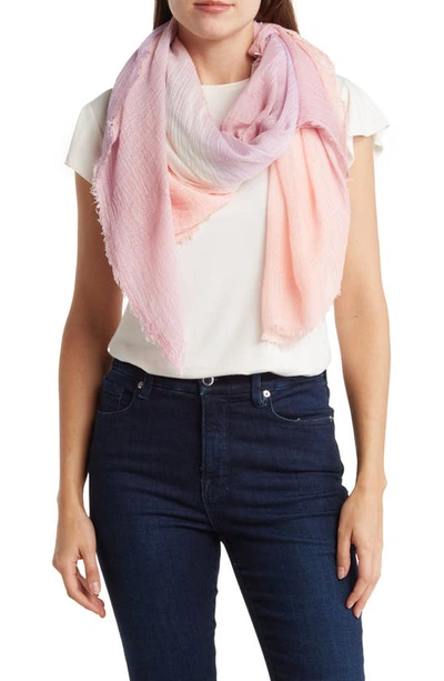 Shop Vince Camuto Dip Dye Border Print Scarf In Lilac