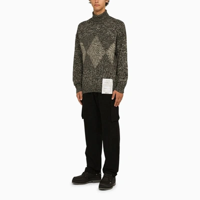 Shop Ballantyne Cotton Argyle Turtleneck In Grey