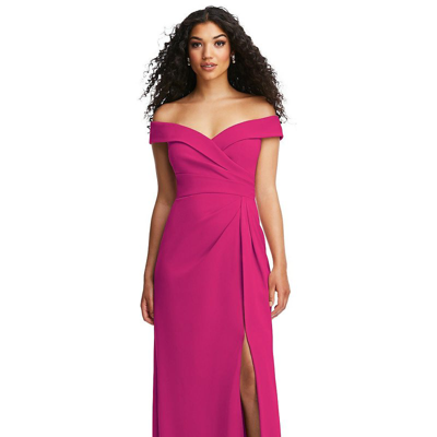 Shop After Six Cuffed Off-the-shoulder Pleated Faux Wrap Maxi Dress In Pink