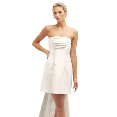 Shop Alfred Sung Strapless Satin Column Mini Dress With Oversized Bow In White