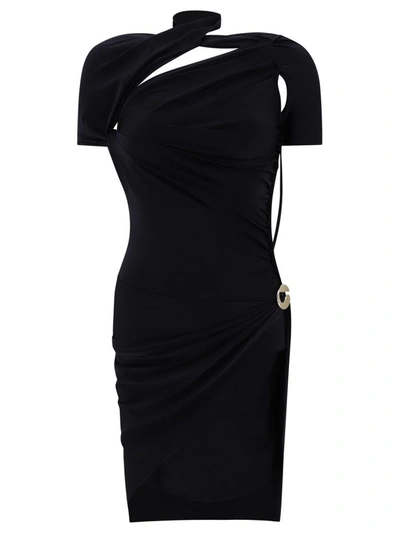 Shop Coperni Asymmetric Draped Dress In Black
