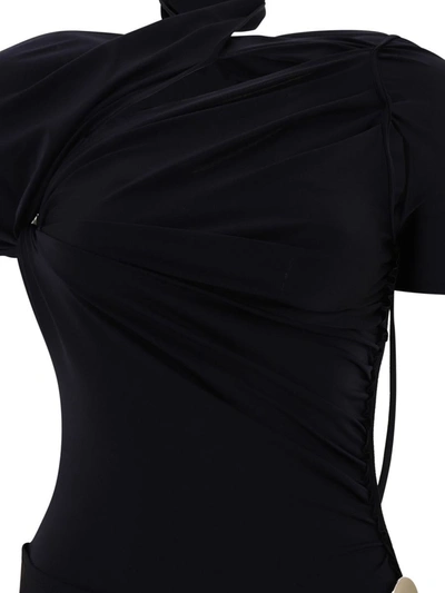 Shop Coperni Asymmetric Draped Dress In Black
