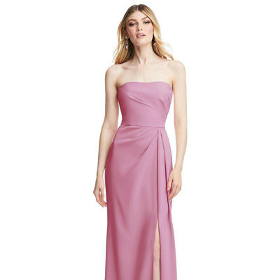 Shop After Six Strapless Pleated Faux Wrap Trumpet Gown With Front Slit In Pink