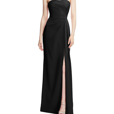 Shop After Six Strapless Pleated Faux Wrap Trumpet Gown With Front Slit In Black