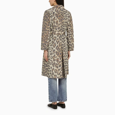 Shop Ganni Leopard Print Single-breasted Coat In Multicolor
