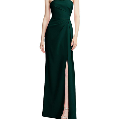 Shop After Six Strapless Pleated Faux Wrap Trumpet Gown With Front Slit In Green