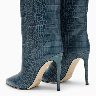 Shop Paris Texas Denim Boot In Crocodile-look In Blue