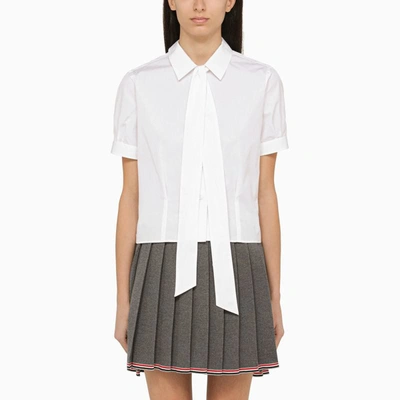 Shop Thom Browne Shirt With Bow In White