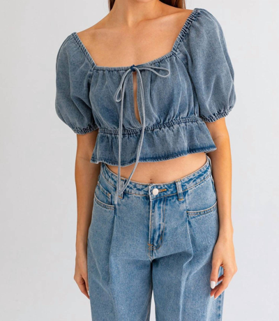 Le Lis Dreaming Of Denim Top In Blue Denim In Blue
