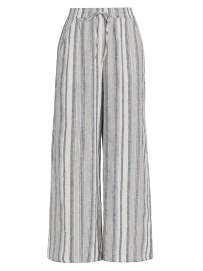Shop Splendid Women's Bailey Striped Linen-blend Wide-leg Pants In Grey Mist Stripe