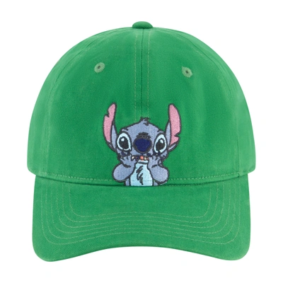 Disney Stitch Hands On Face Peek A Boo Embroidery Dad Cap In Green