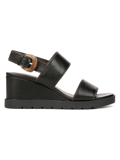 Shop Vince Women's Roma Leather City Wedge Sandals In Black