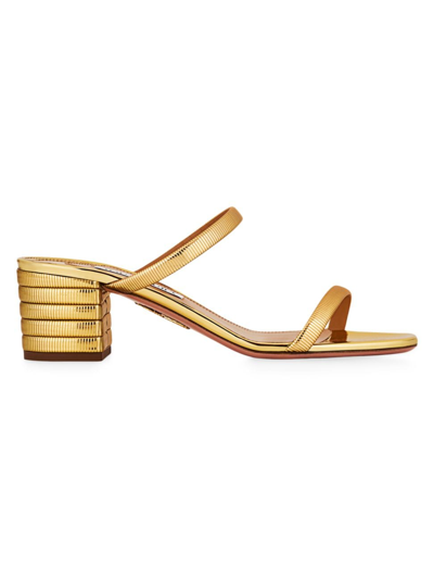 Shop Aquazzura Women's Riviera 50mm Chain Sandals In Gold