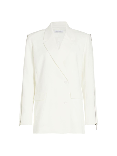 Shop Nonchalant Label Women's Iver Zip-sleeve Crepe Blazer In White