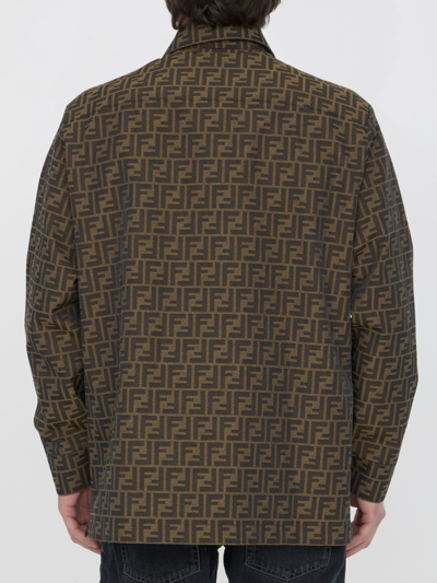 Fendi Twill Shirt Featuring Printed Pattern In Beige
