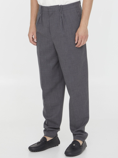 Shop Dior Pleated Pants In Grey