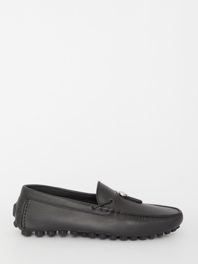 Shop Dior Odeon Driver Loafers In Black