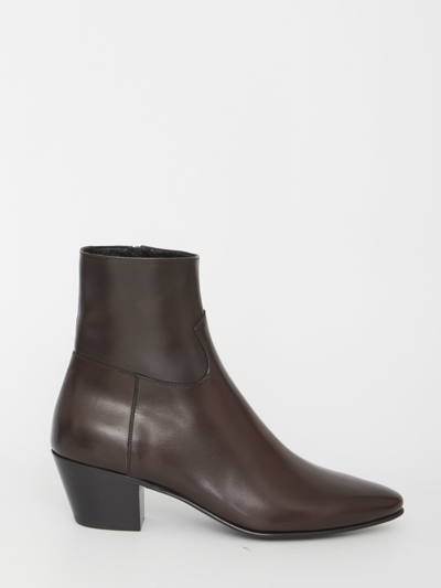 Shop Celine Jacno Boots In Brown