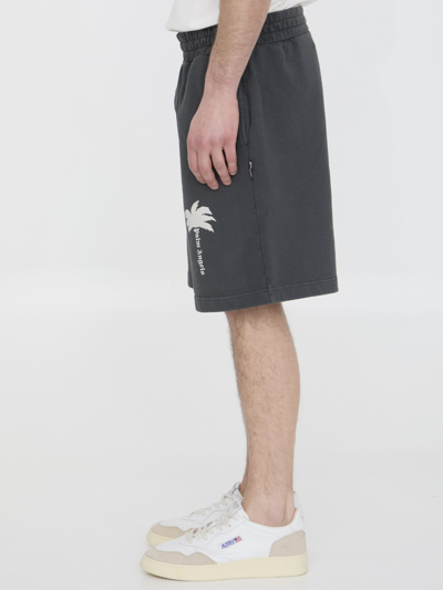 Shop Palm Angels The Palm Bermuda Shorts In Grey
