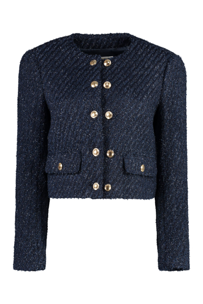 Shop Michael Michael Kors Knitted Jacket In Blue