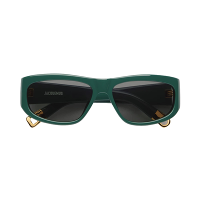 Shop Jacquemus Sunglasses In Verde/grigio