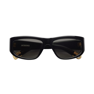 Shop Jacquemus Sunglasses In Nero/grigio