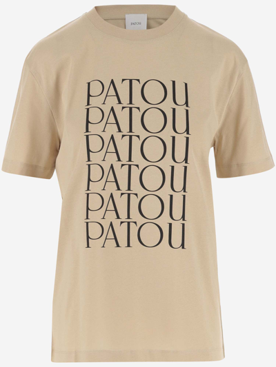 Shop Patou Cotton T-shirt With Logo In Beige