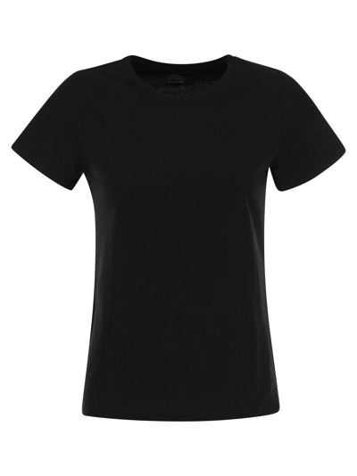 Shop Majestic Polly - T-shirt In Cotone Silk Touch In Black