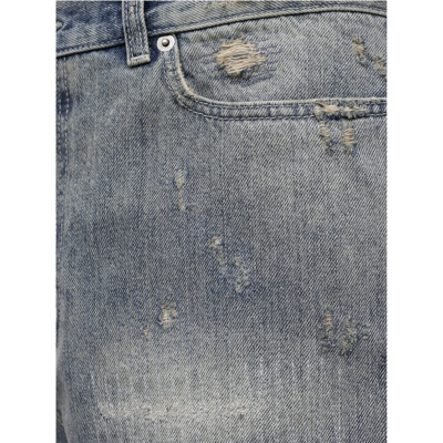 Saint Laurent Denim Destroyed California Shorts Men In Blue
