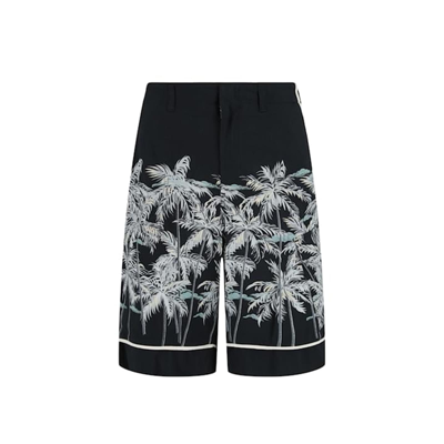 Palm Angels Palms-print Bermuda Shorts In Black