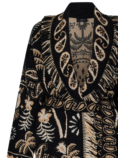 Shop Alanui Lush Nature Foulard Cardigan In Black