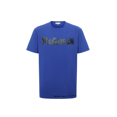 Shop Alexander Mcqueen Logo T-shirt In Blue