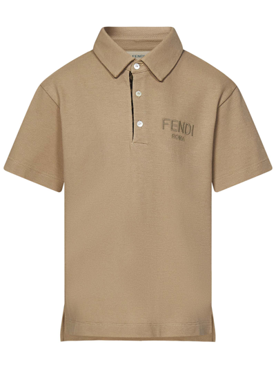 Shop Fendi Polo Shirt In Beige
