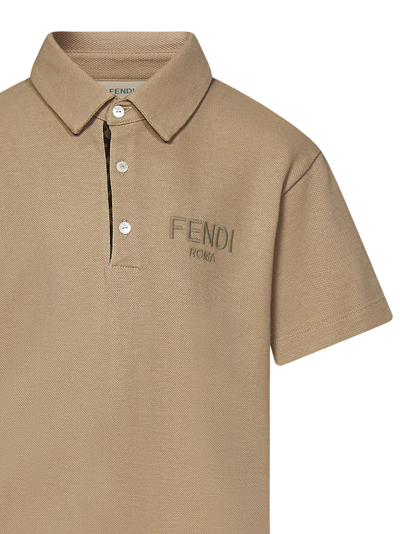 Shop Fendi Polo Shirt In Beige