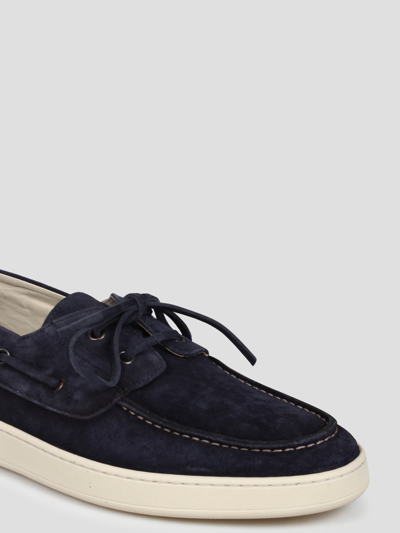 Shop Corvari Suede Boat Loafers In Blue
