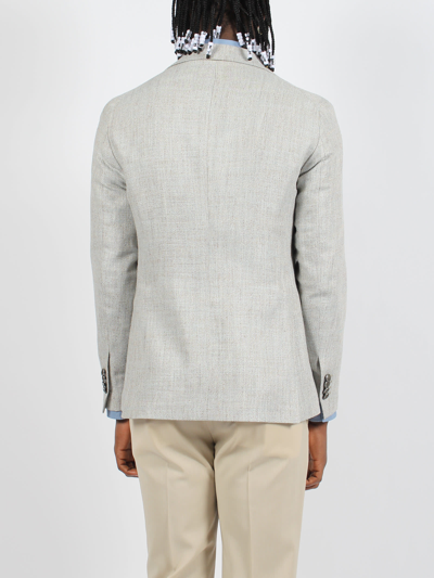 Shop Tagliatore Silk Linen Single Breasted Blazer In Grey