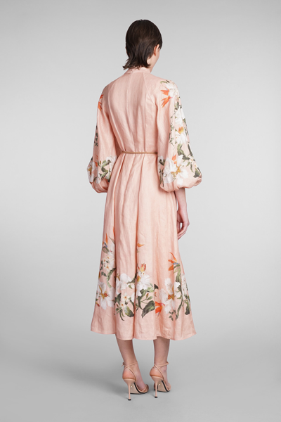 Shop Zimmermann Dress In Rose-pink Linen
