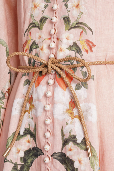Shop Zimmermann Dress In Rose-pink Linen