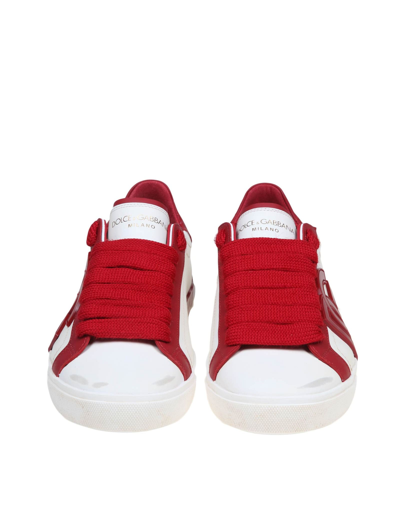 Shop Dolce & Gabbana Low Calf Sneakers Color White And Red