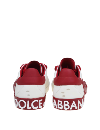 Shop Dolce & Gabbana Low Calf Sneakers Color White And Red