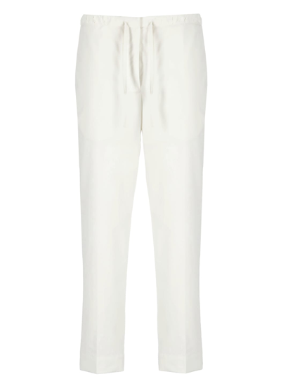 Shop Jil Sander Cropped Cotton Trousers In Ivory